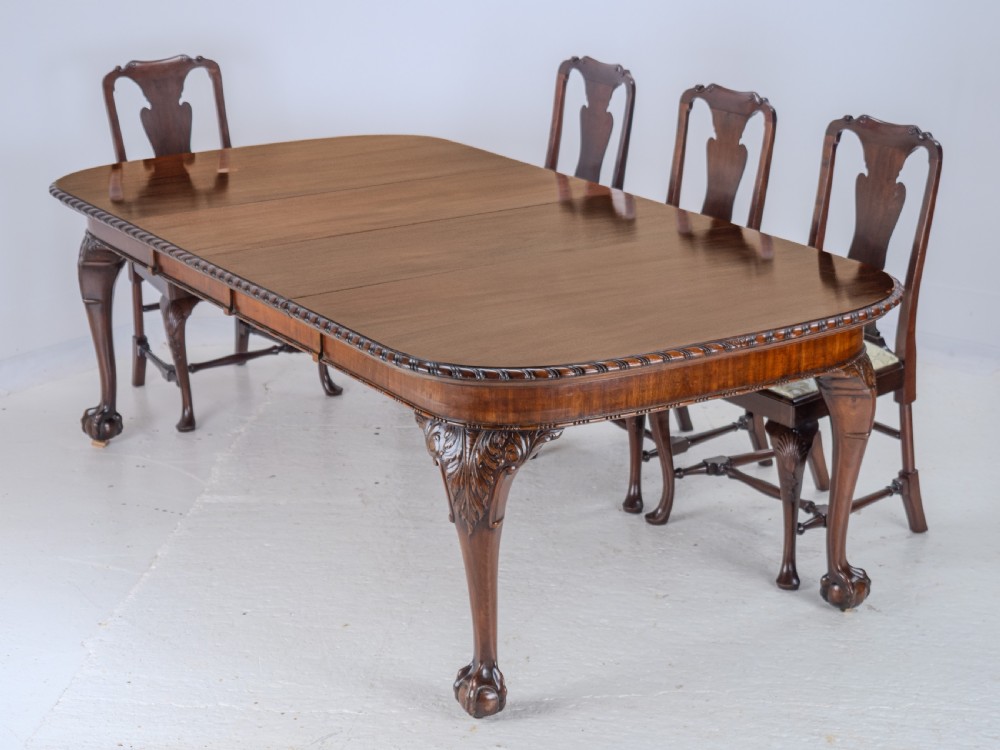 Chippendale Style Waring and Gillow Large 8ft Mahogany Extending Dining Table circa 1905 Edwardian View VIII