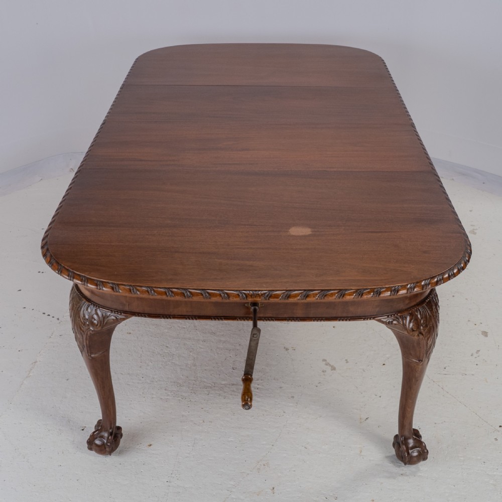 Chippendale Style Waring and Gillow Large 8ft Mahogany Extending Dining Table circa 1905 Edwardian View XI