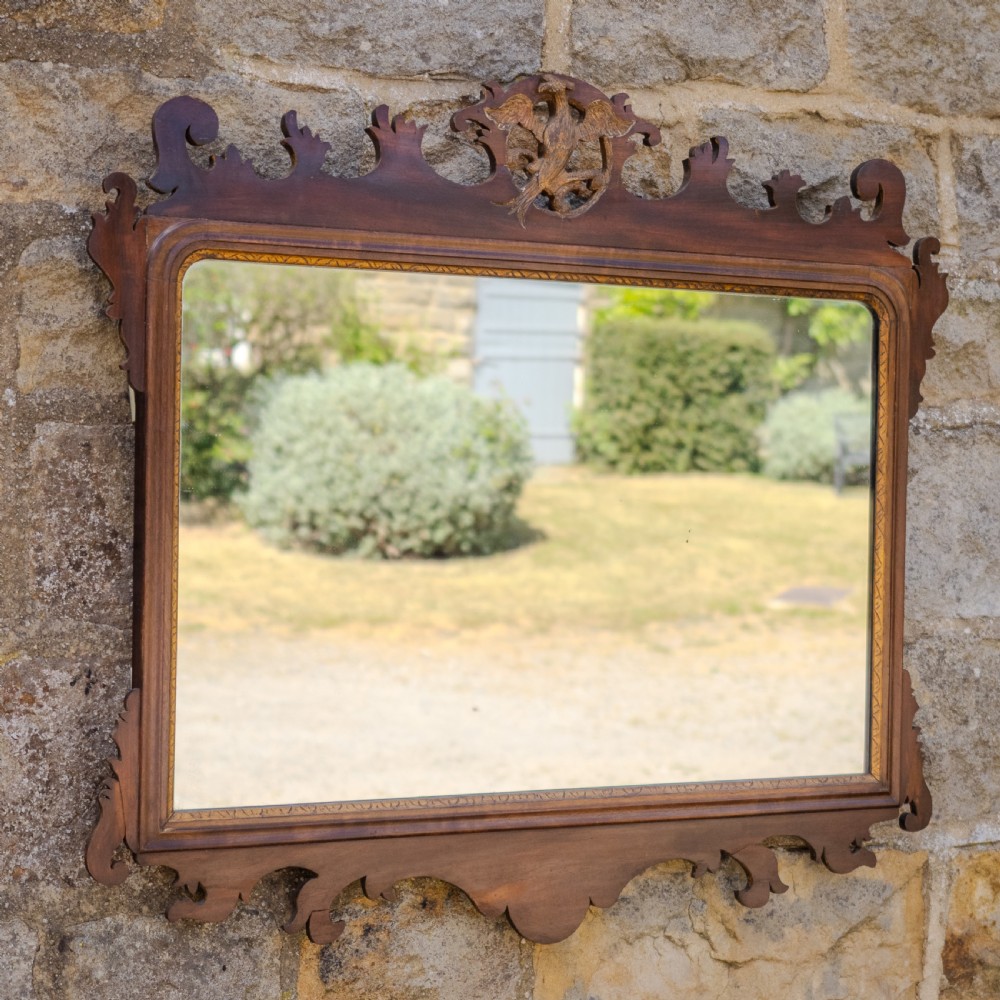 Late Georgian Parcel-Gilt Mahogany Hoho Bird Fretwork Wall Mirror Landscape Circa 1830 (19th Century, George IV) View III