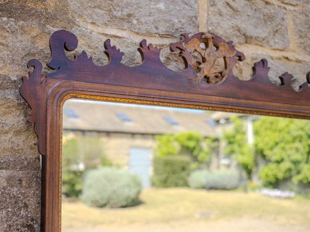 Late Georgian Parcel-Gilt Mahogany Hoho Bird Fretwork Wall Mirror Landscape Circa 1830 (19th Century, George IV) View IV