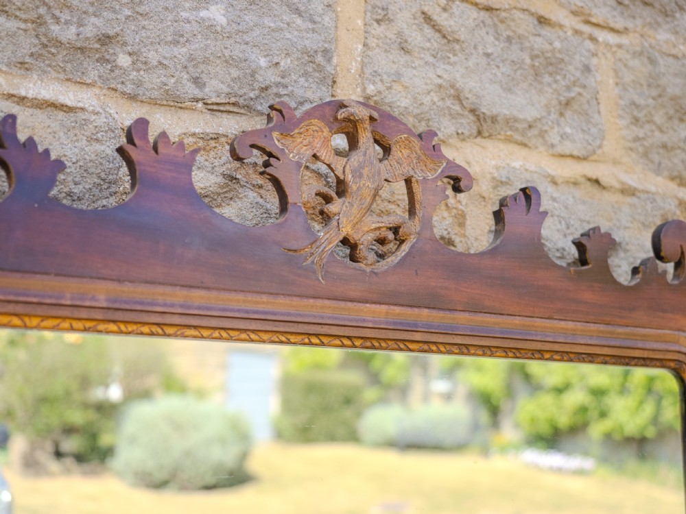 Late Georgian Parcel-Gilt Mahogany Hoho Bird Fretwork Wall Mirror Landscape Circa 1830 (19th Century, George IV) View V