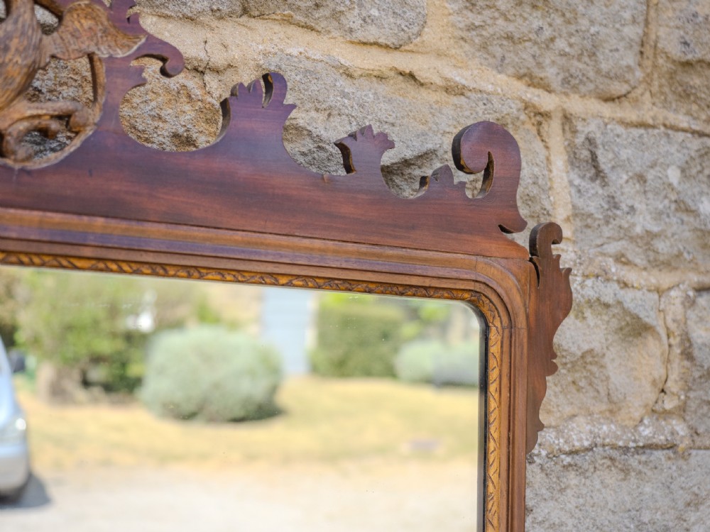 Late Georgian Parcel-Gilt Mahogany Hoho Bird Fretwork Wall Mirror Landscape Circa 1830 (19th Century, George IV) View VI