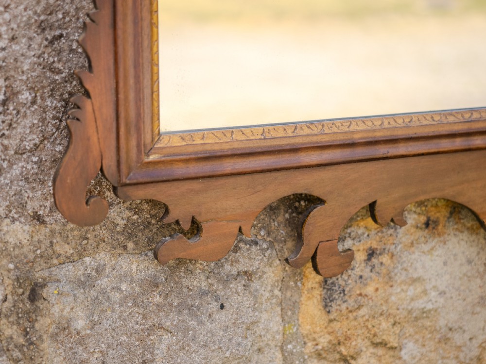 Late Georgian Parcel-Gilt Mahogany Hoho Bird Fretwork Wall Mirror Landscape Circa 1830 (19th Century, George IV) View IX