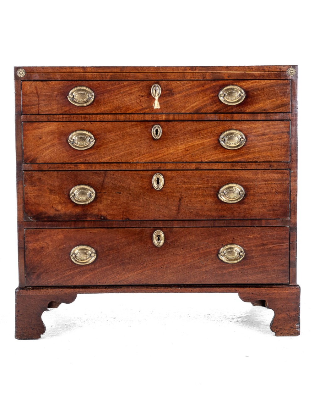 Georgian Late 18th Century Mahogany Inlaid Caddy Top Small Chest of Drawers (George III)