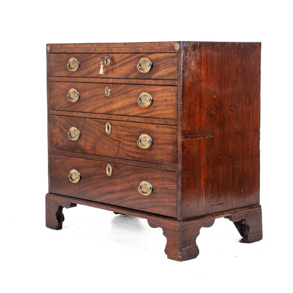 Georgian Late 18th Century Mahogany Inlaid Caddy Top Small Chest of Drawers (George III) View II