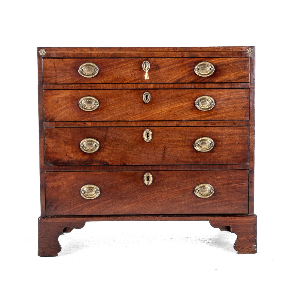Georgian Late 18th Century Mahogany Inlaid Caddy Top Small Chest of Drawers (George III) View III