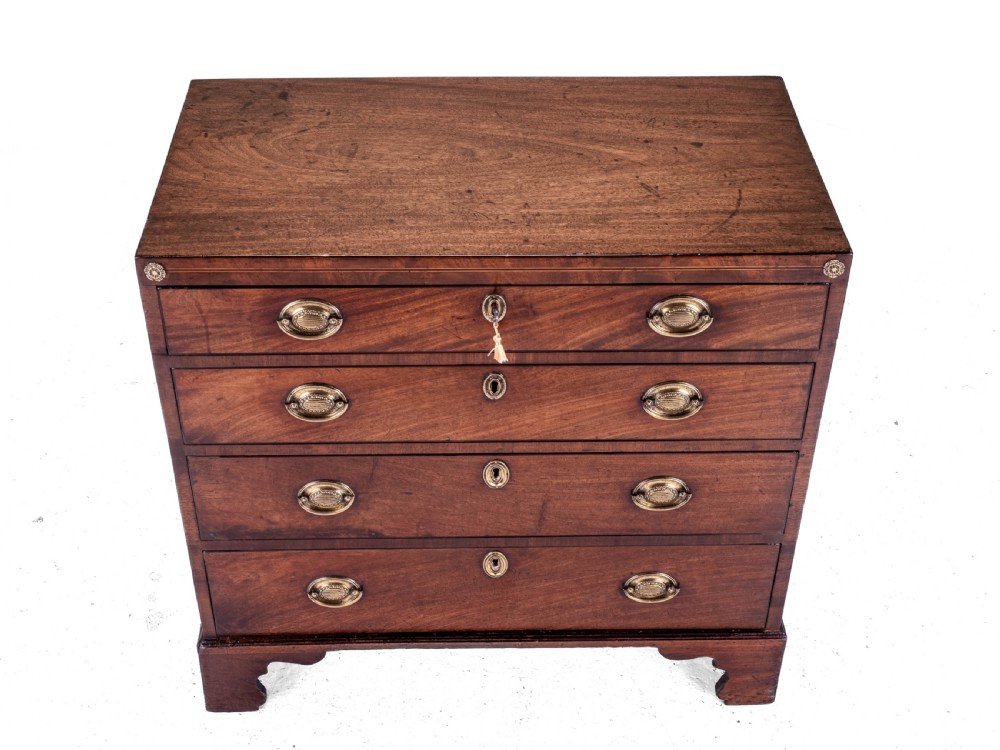 Georgian Late 18th Century Mahogany Inlaid Caddy Top Small Chest of Drawers (George III) View XV