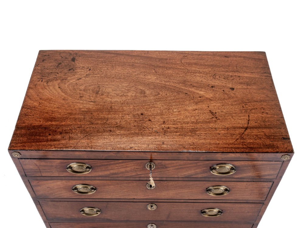 Georgian Late 18th Century Mahogany Inlaid Caddy Top Small Chest of Drawers (George III) View XVI