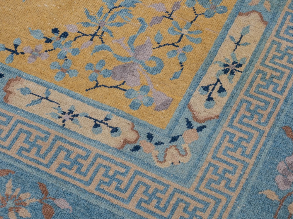 Art Deco Chinese Yellow and Blue Carpet 12' x 9' Circa 1920 ( 371 x 274 cm Rug) View X