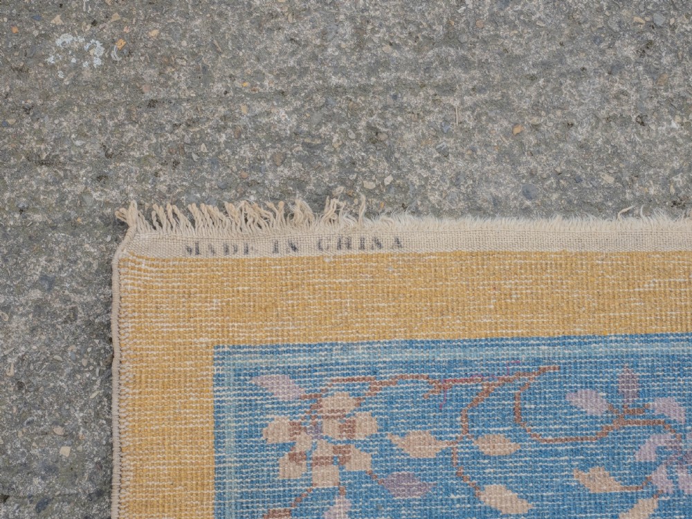 Art Deco Chinese Yellow and Blue Carpet 12' x 9' Circa 1920 ( 371 x 274 cm Rug) View XV