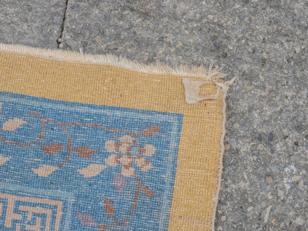 Art Deco Chinese Yellow and Blue Carpet 12' x 9' Circa 1920 ( 371 x 274 cm Rug) View XVI