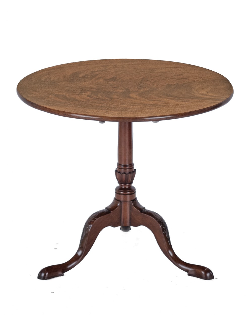 18th Century Georgian Mahogany Tripod Tilt Top Supper Table with Carved Legs (George III, Lamp, Occasional)