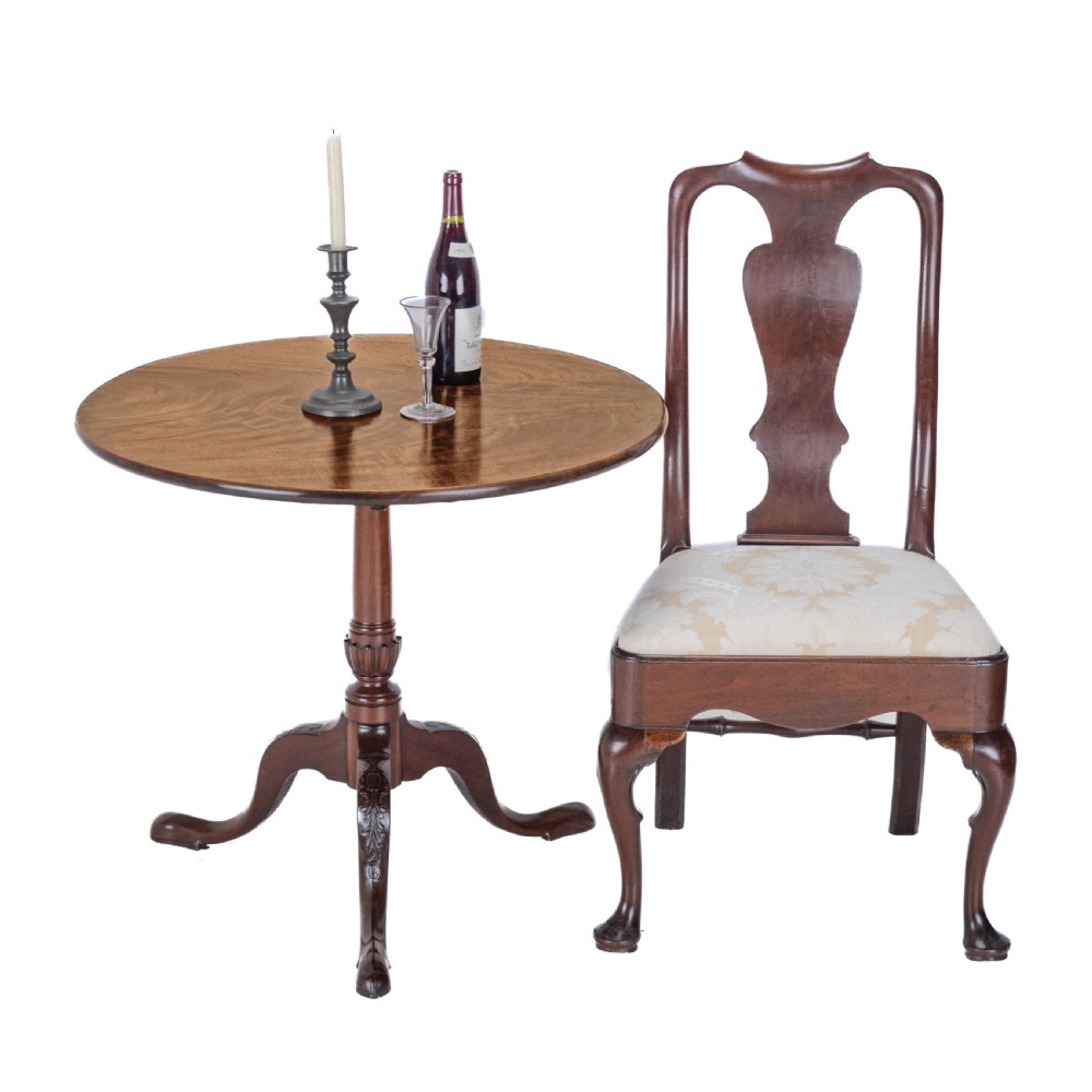 18th Century Georgian Mahogany Tripod Tilt Top Supper Table with Carved Legs (George III, Lamp, Occasional) View II
