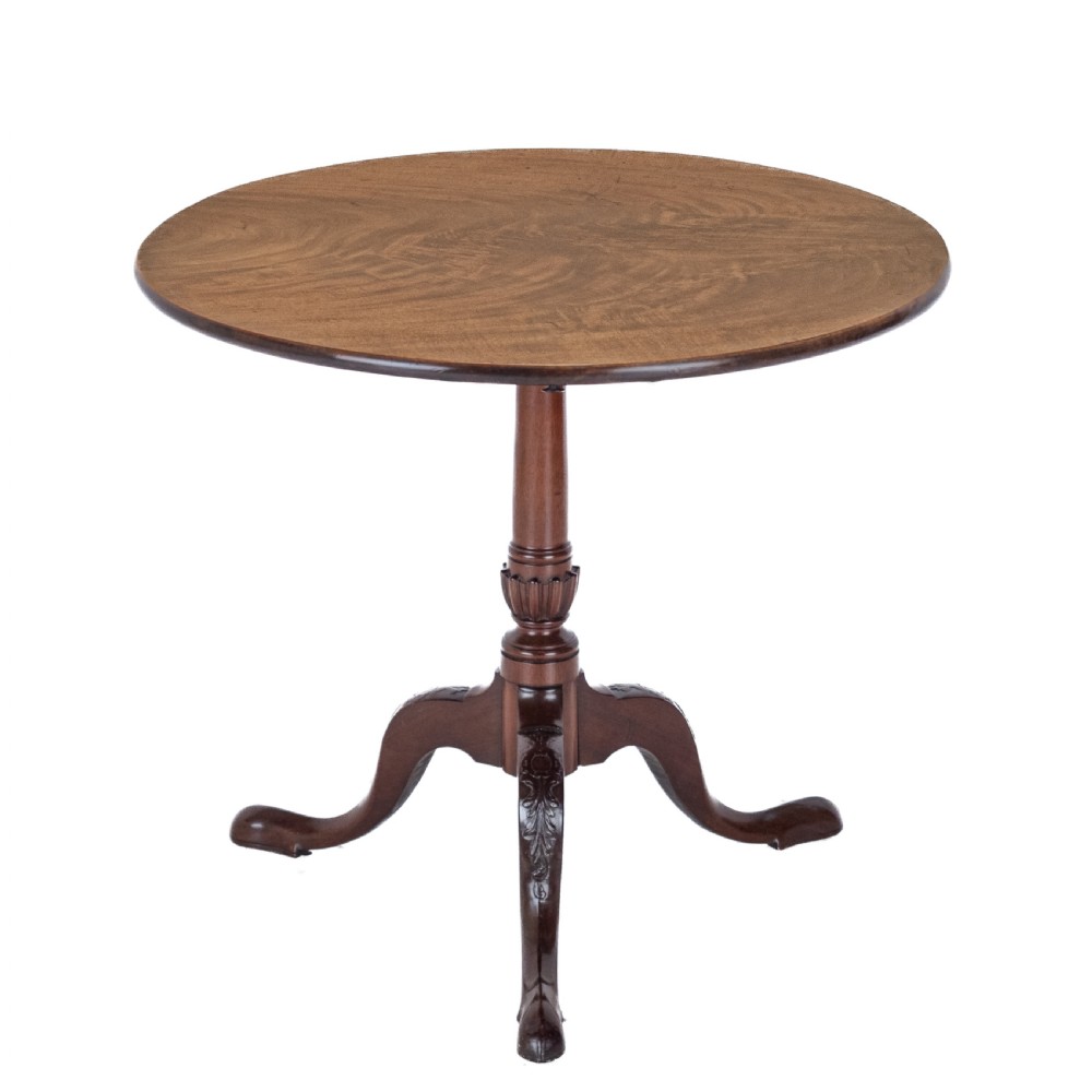 18th Century Georgian Mahogany Tripod Tilt Top Supper Table with Carved Legs (George III, Lamp, Occasional) View III