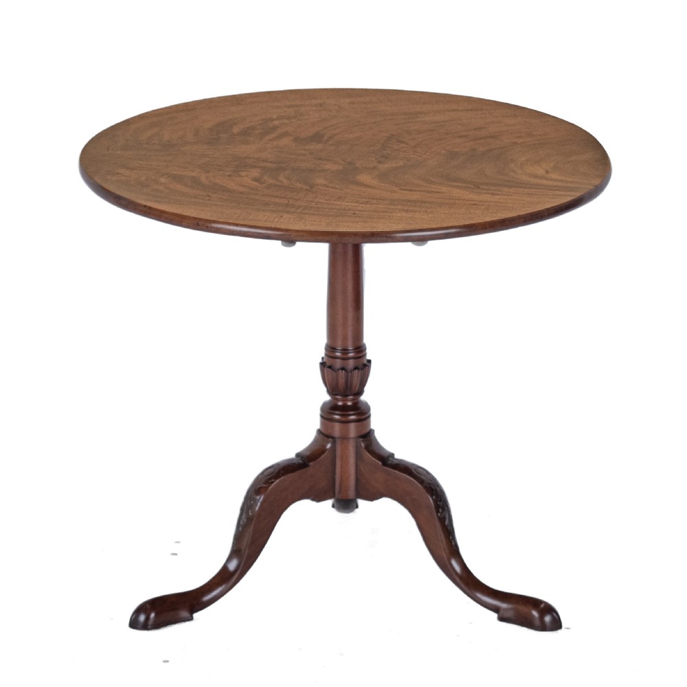 18th Century Georgian Mahogany Tripod Tilt Top Supper Table with Carved Legs (George III, Lamp, Occasional) View V