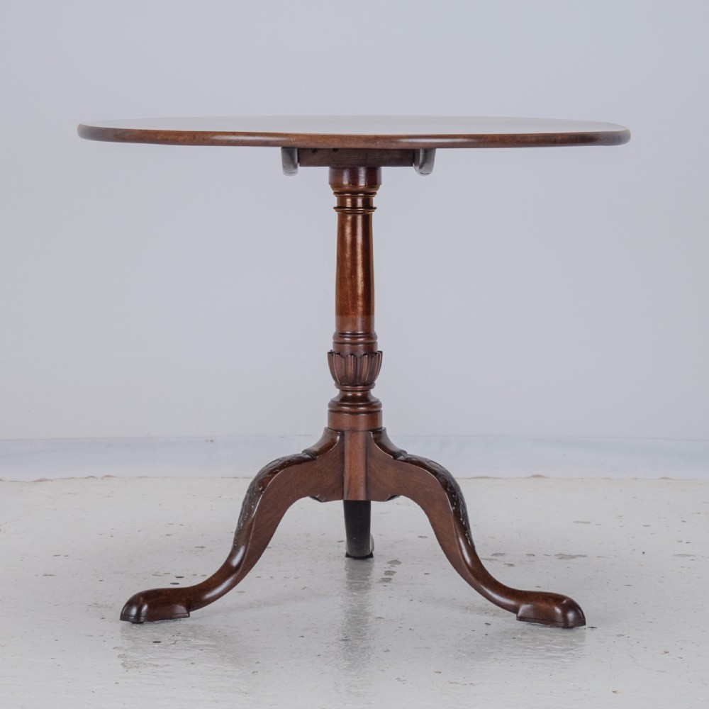 18th Century Georgian Mahogany Tripod Tilt Top Supper Table with Carved Legs (George III, Lamp, Occasional) View VI