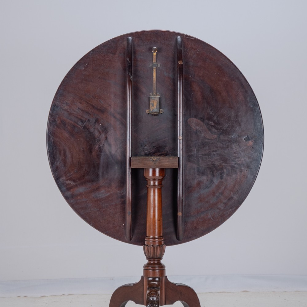 18th Century Georgian Mahogany Tripod Tilt Top Supper Table with Carved Legs (George III, Lamp, Occasional) View IX