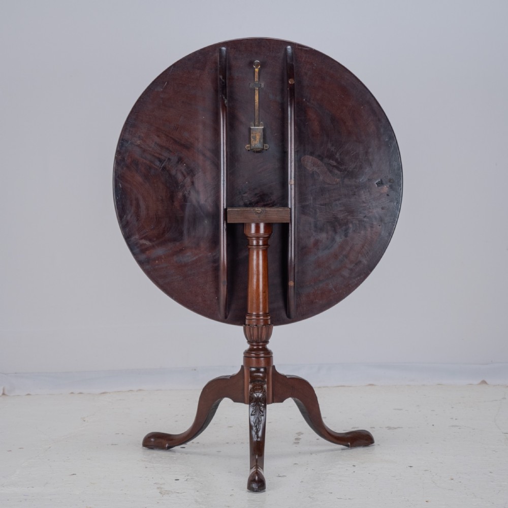 18th Century Georgian Mahogany Tripod Tilt Top Supper Table with Carved Legs (George III, Lamp, Occasional) View X