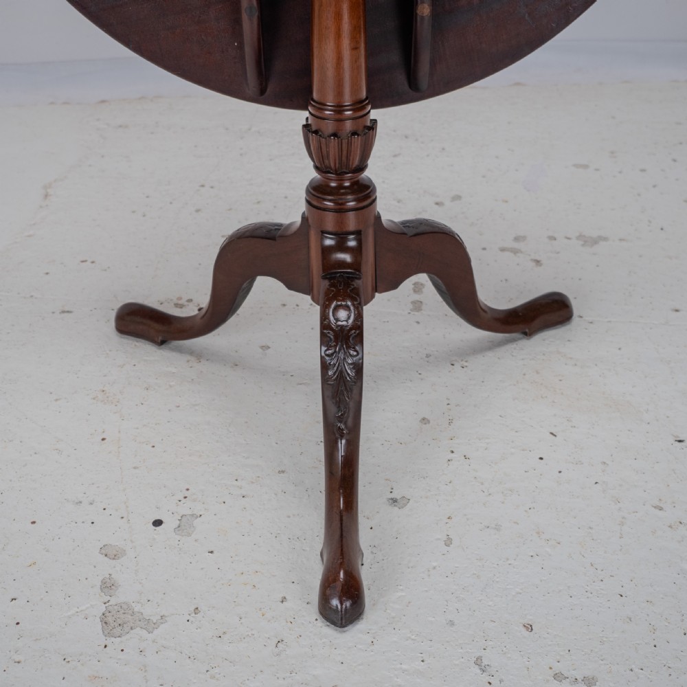 18th Century Georgian Mahogany Tripod Tilt Top Supper Table with Carved Legs (George III, Lamp, Occasional) View XI