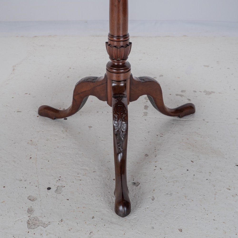 18th Century Georgian Mahogany Tripod Tilt Top Supper Table with Carved Legs (George III, Lamp, Occasional) View XII