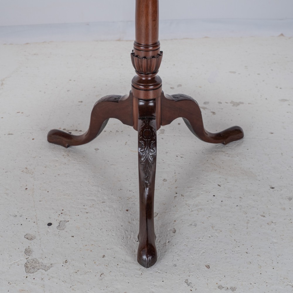 18th Century Georgian Mahogany Tripod Tilt Top Supper Table with Carved Legs (George III, Lamp, Occasional) View XIII
