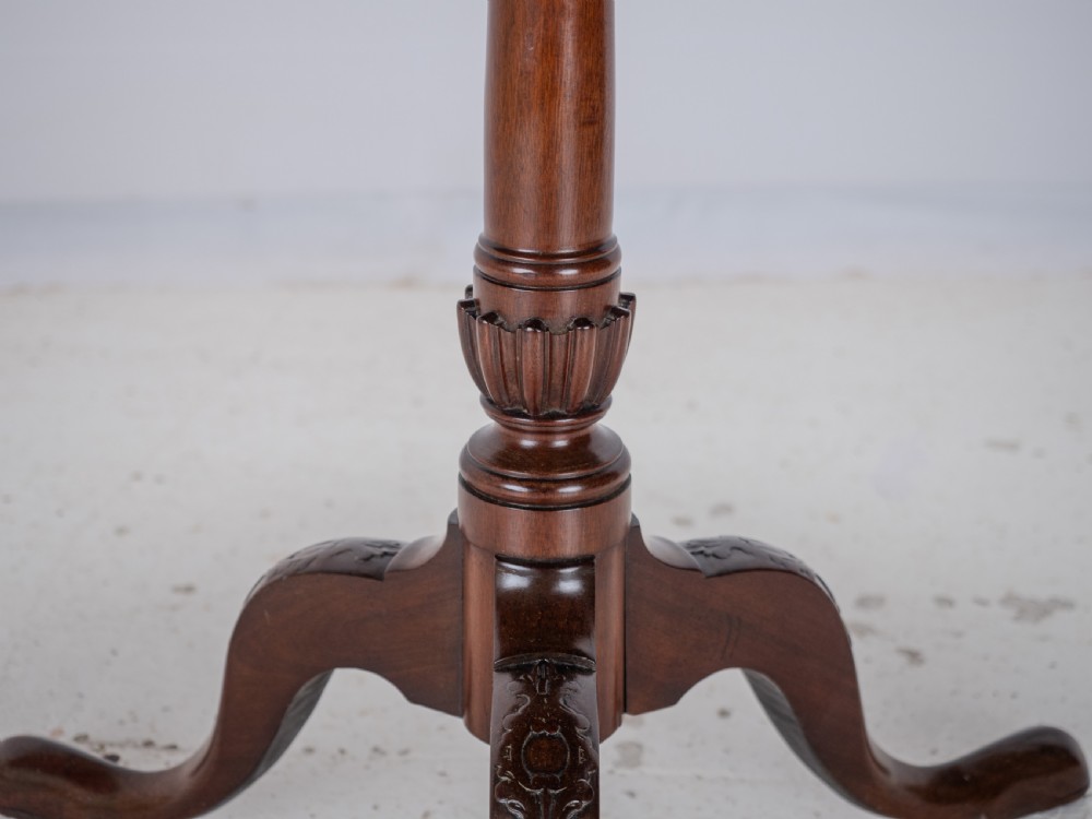 18th Century Georgian Mahogany Tripod Tilt Top Supper Table with Carved Legs (George III, Lamp, Occasional) View XIV