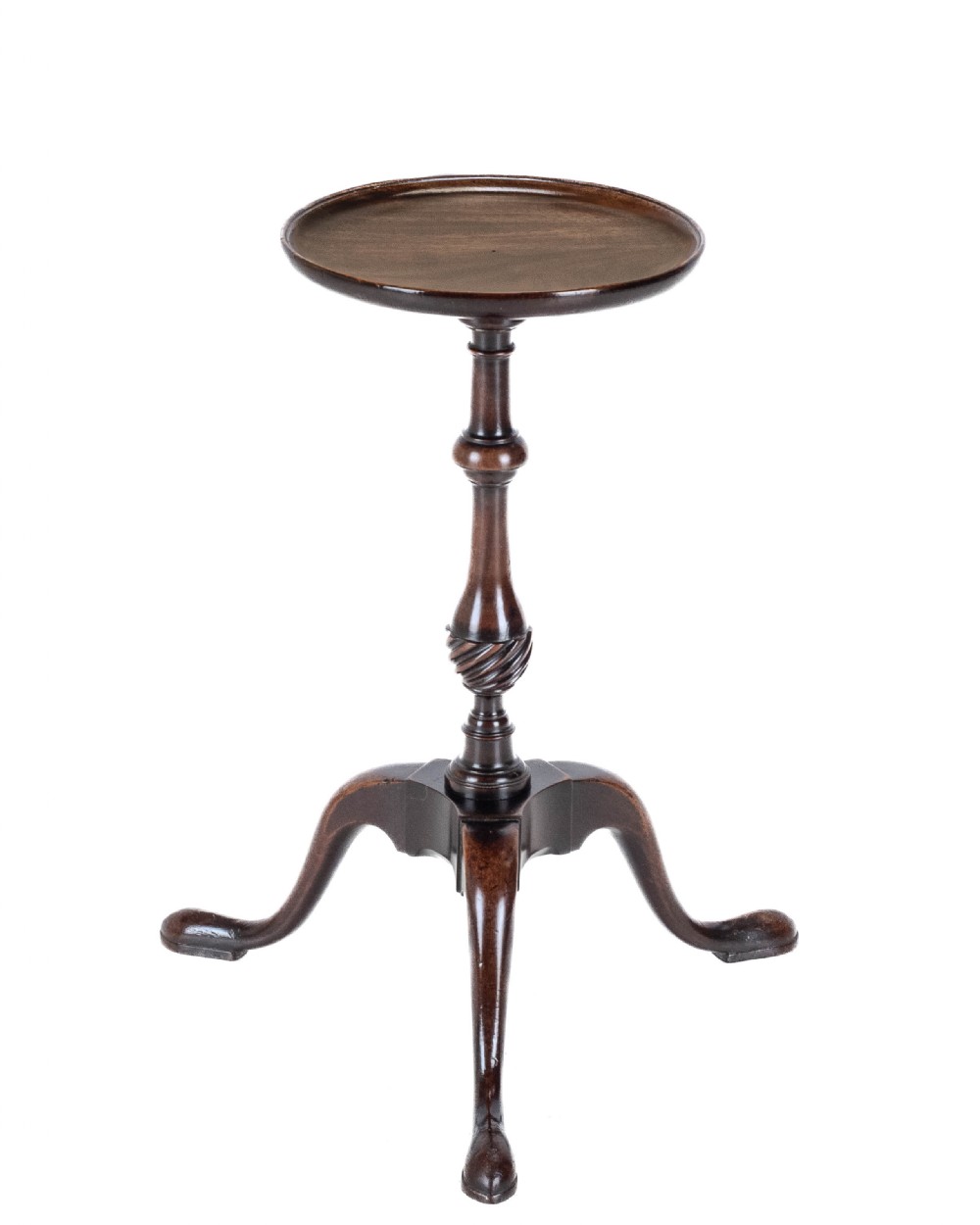 18th Century Georgian Mahogany Tripod Dish Top Kettle Stand or Wine Table (George III, Side, Occasional, Small)