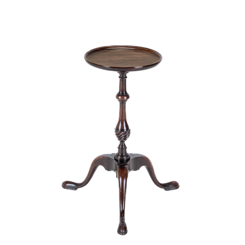 18th Century Georgian Mahogany Tripod Dish Top Kettle Stand or Wine Table (George III, Side, Occasional, Small) View II