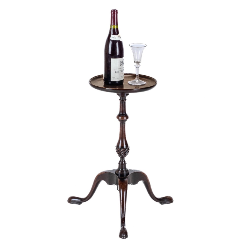 18th Century Georgian Mahogany Tripod Dish Top Kettle Stand or Wine Table (George III, Side, Occasional, Small) View IV
