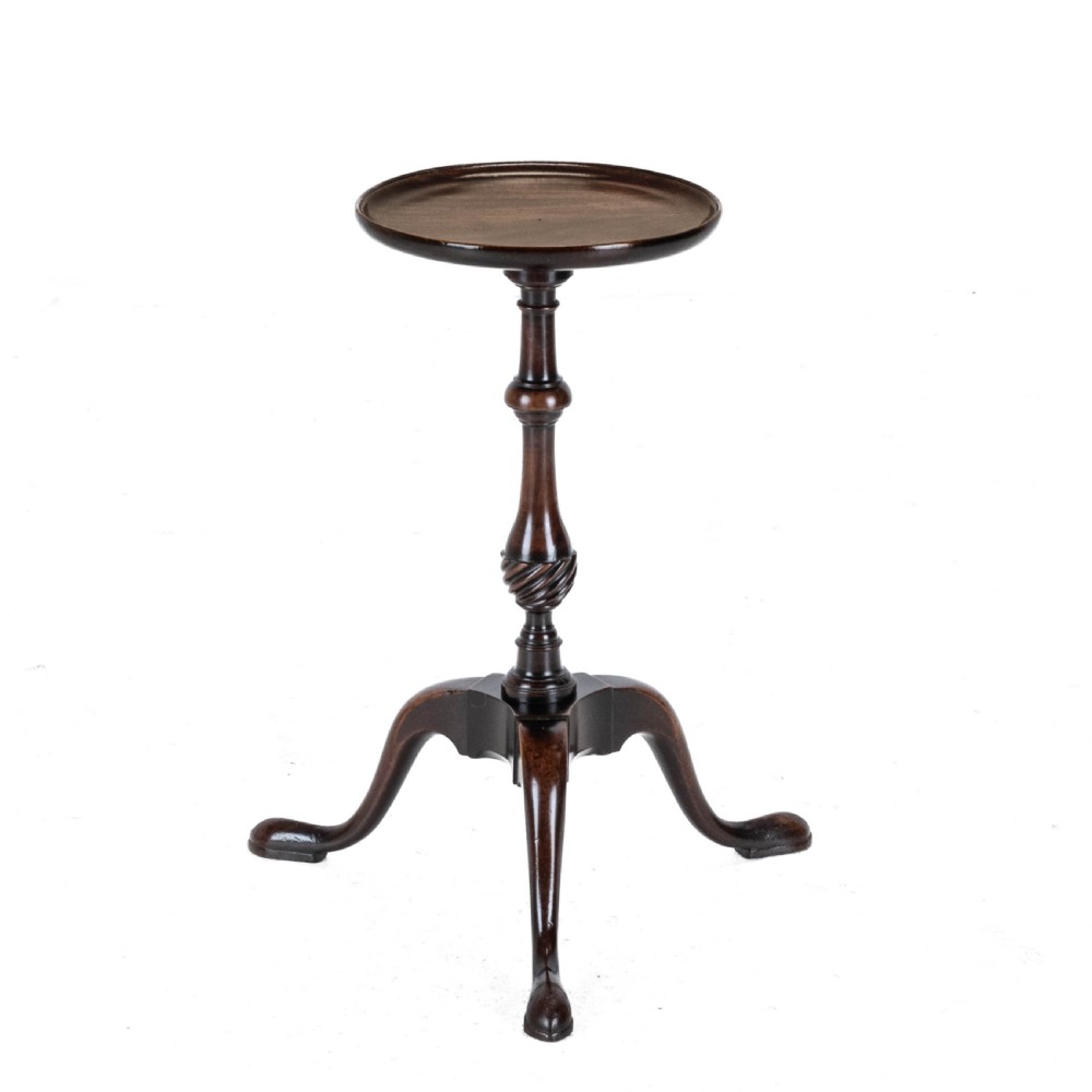 18th Century Georgian Mahogany Tripod Dish Top Kettle Stand or Wine Table (George III, Side, Occasional, Small) View V