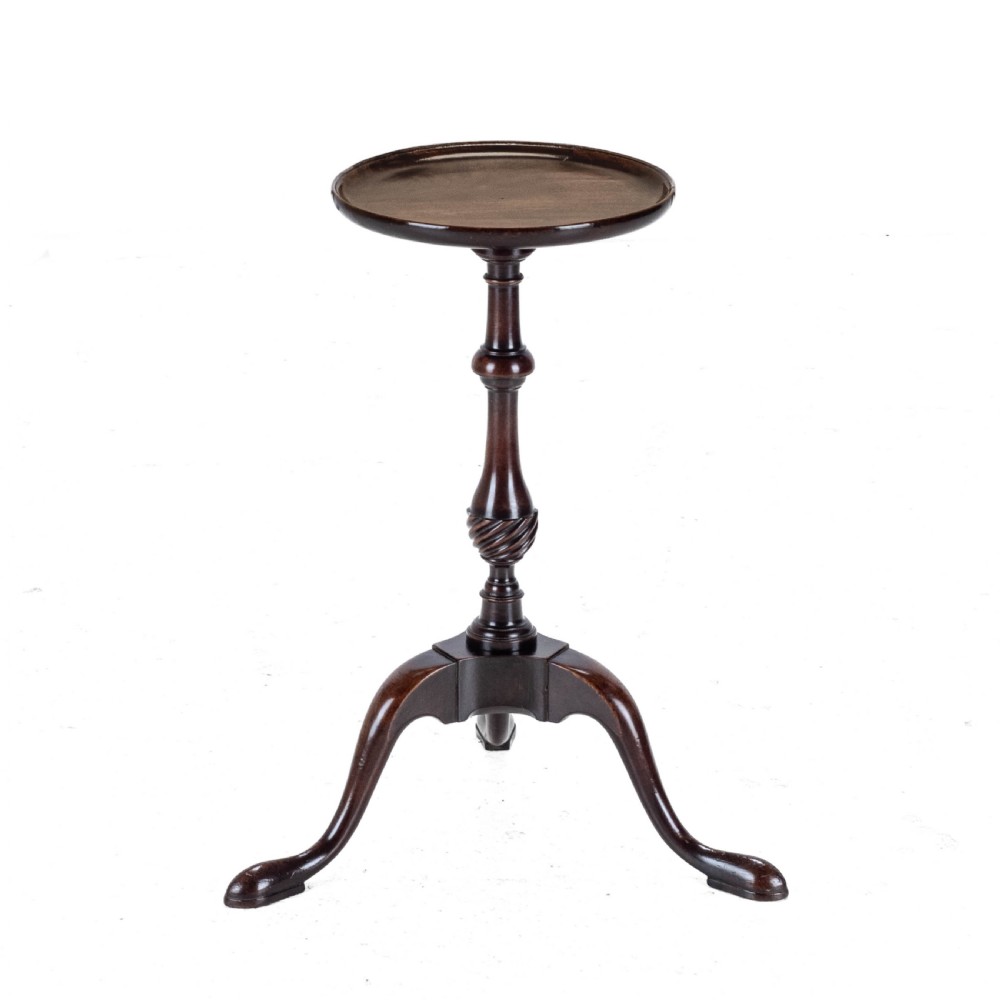 18th Century Georgian Mahogany Tripod Dish Top Kettle Stand or Wine Table (George III, Side, Occasional, Small) View VI