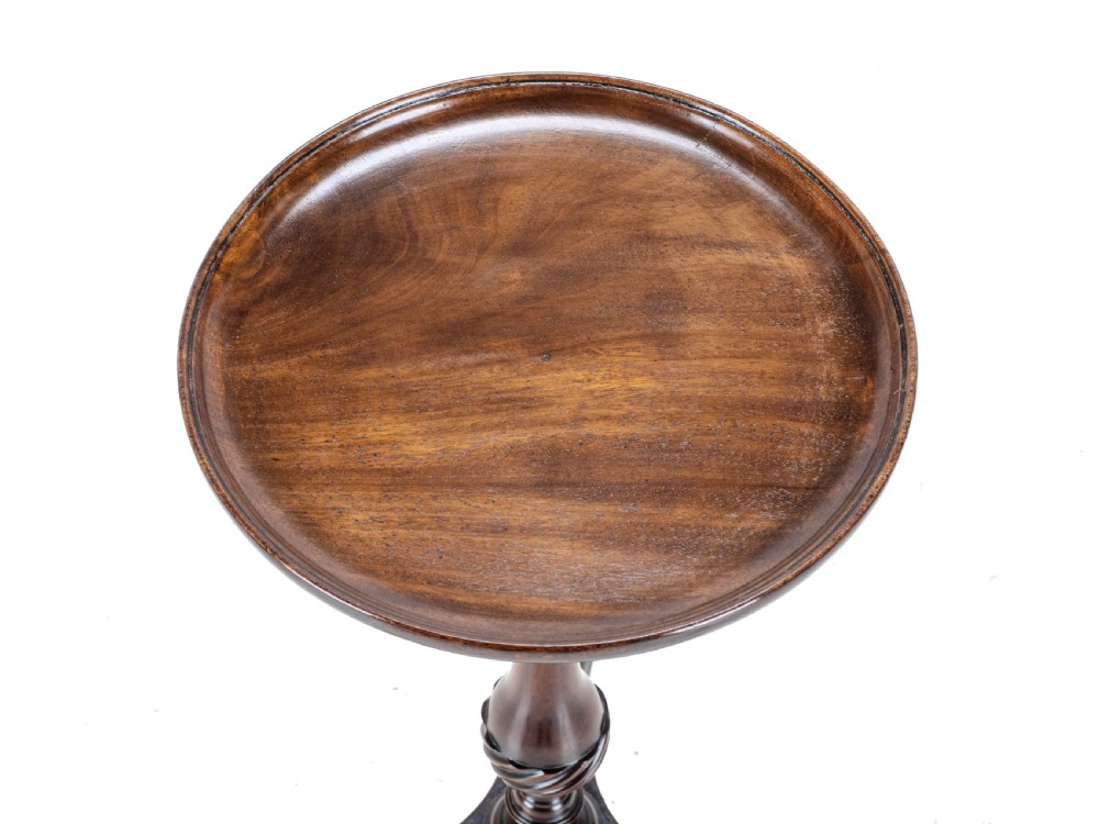 18th Century Georgian Mahogany Tripod Dish Top Kettle Stand or Wine Table (George III, Side, Occasional, Small) View VII