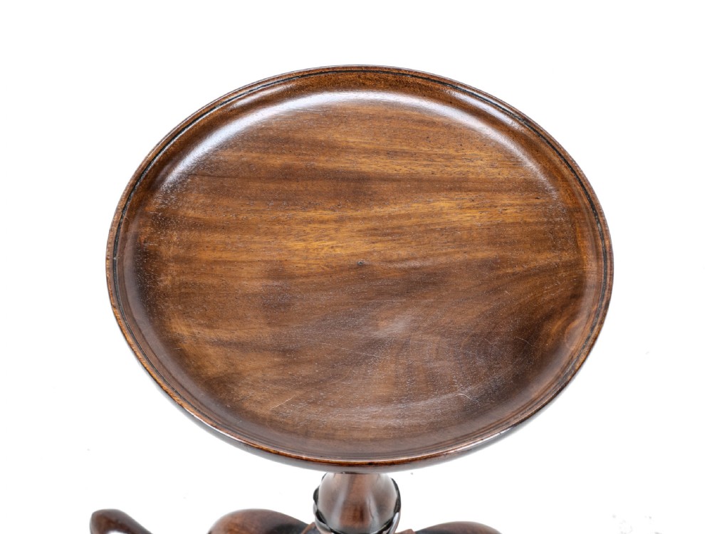 18th Century Georgian Mahogany Tripod Dish Top Kettle Stand or Wine Table (George III, Side, Occasional, Small) View VIII