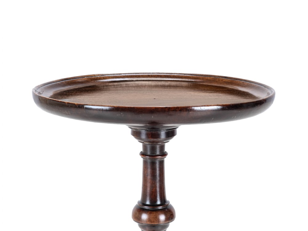 18th Century Georgian Mahogany Tripod Dish Top Kettle Stand or Wine Table (George III, Side, Occasional, Small) View IX