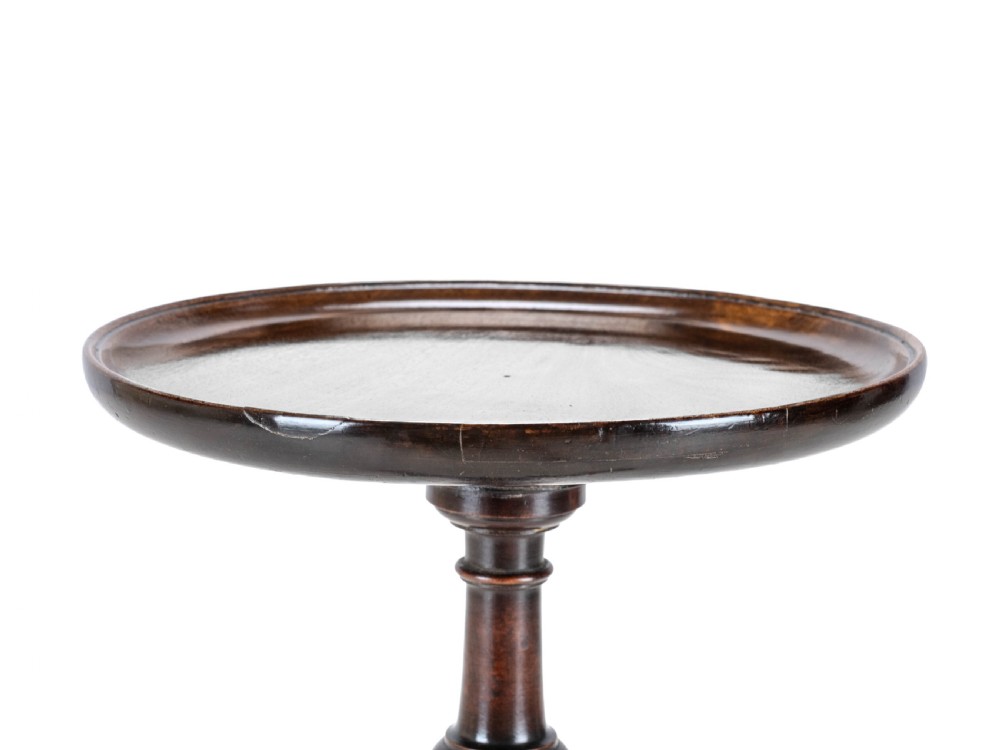 18th Century Georgian Mahogany Tripod Dish Top Kettle Stand or Wine Table (George III, Side, Occasional, Small) View X