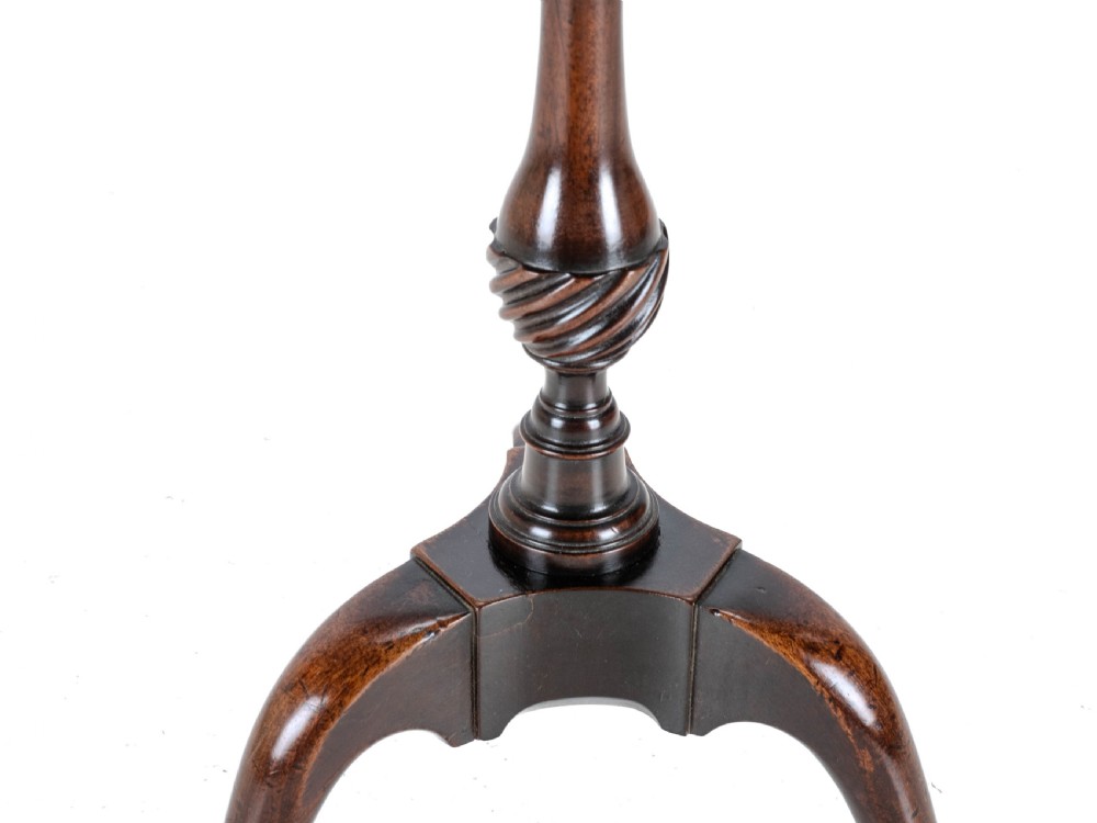 18th Century Georgian Mahogany Tripod Dish Top Kettle Stand or Wine Table (George III, Side, Occasional, Small) View XI
