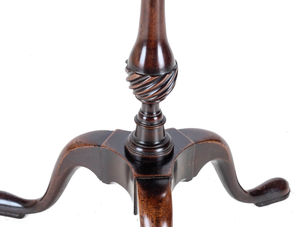 18th Century Georgian Mahogany Tripod Dish Top Kettle Stand or Wine Table (George III, Side, Occasional, Small) View XII