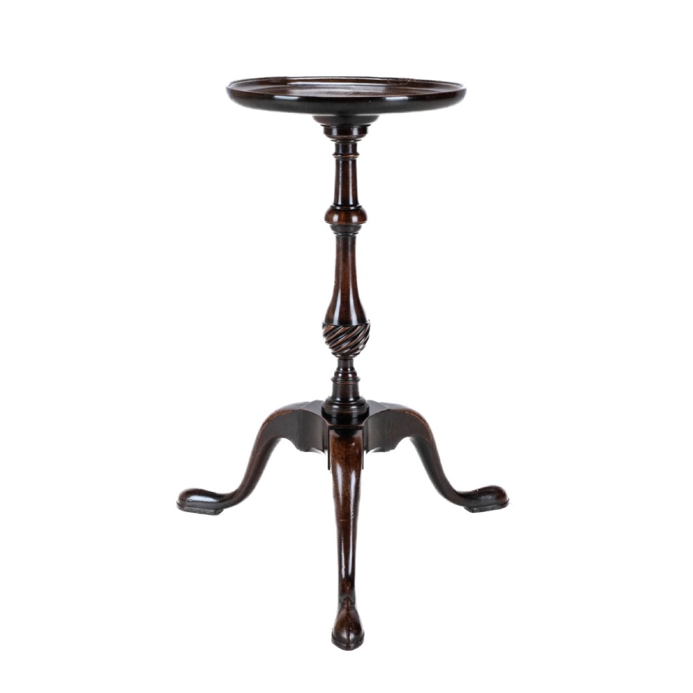 18th Century Georgian Mahogany Tripod Dish Top Kettle Stand or Wine Table (George III, Side, Occasional, Small) View XIII
