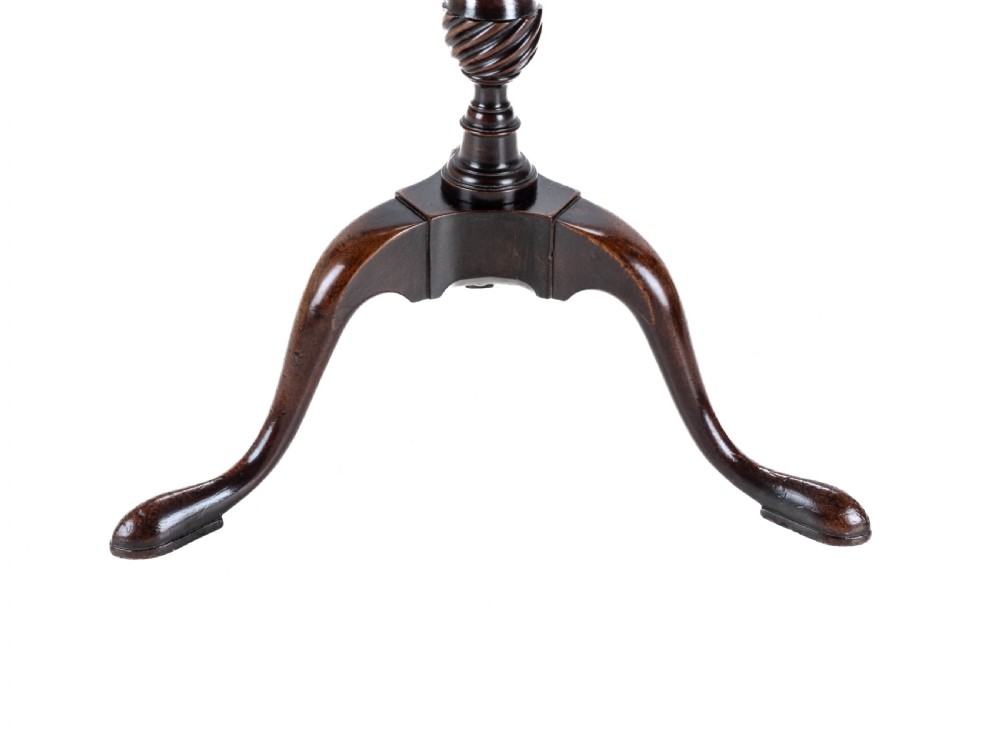 18th Century Georgian Mahogany Tripod Dish Top Kettle Stand or Wine Table (George III, Side, Occasional, Small) View XV
