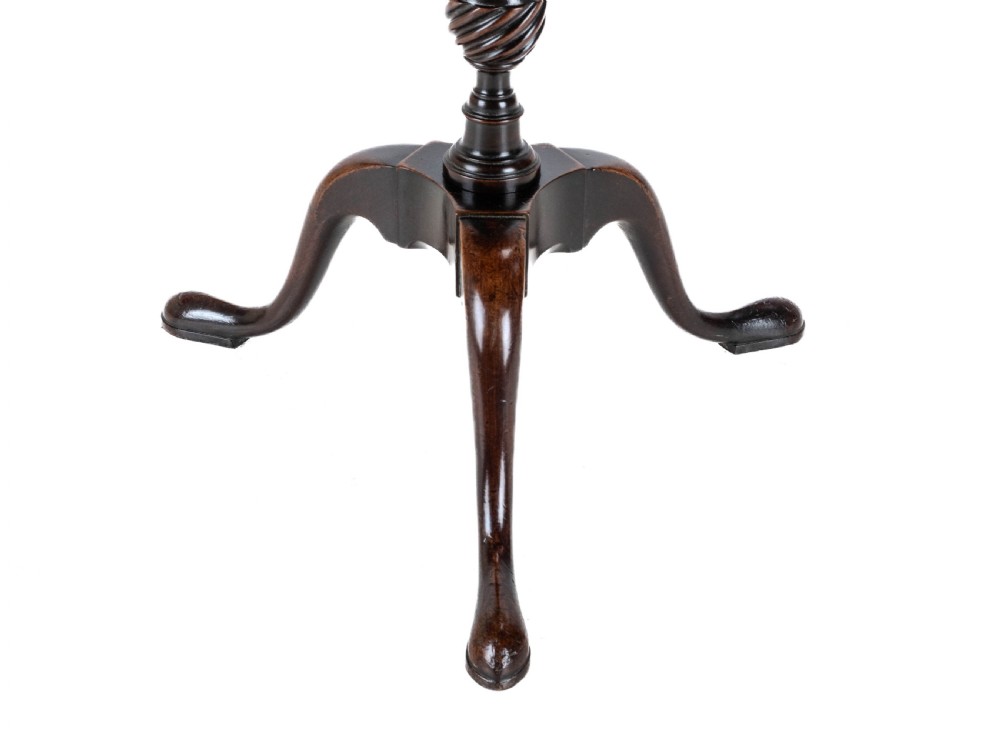18th Century Georgian Mahogany Tripod Dish Top Kettle Stand or Wine Table (George III, Side, Occasional, Small) View XVI