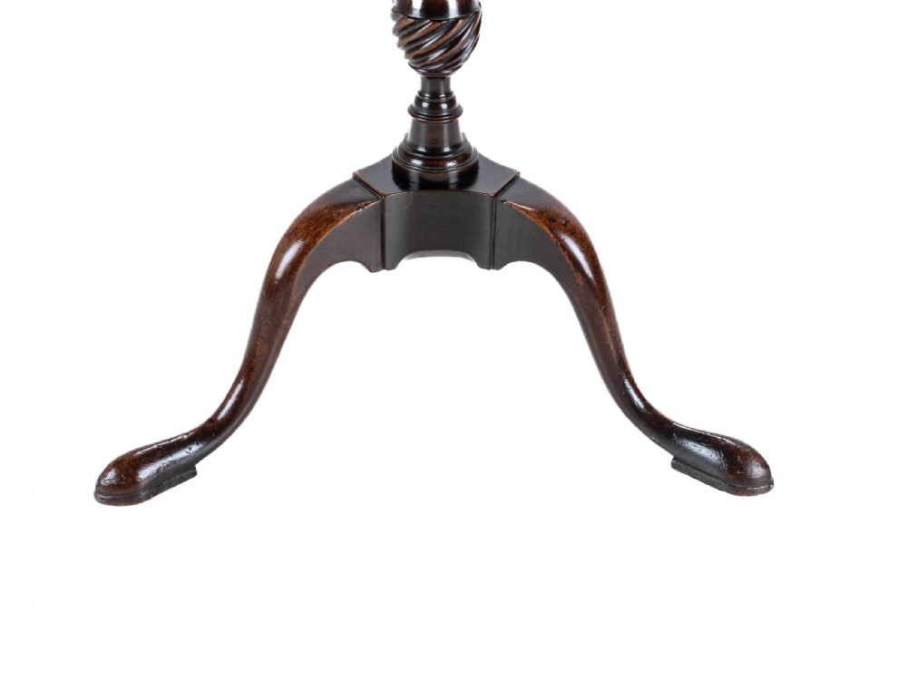 18th Century Georgian Mahogany Tripod Dish Top Kettle Stand or Wine Table (George III, Side, Occasional, Small) View XVII