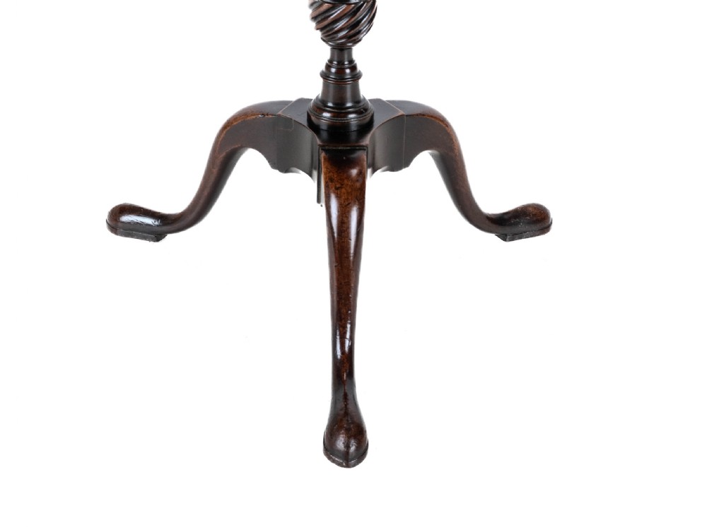 18th Century Georgian Mahogany Tripod Dish Top Kettle Stand or Wine Table (George III, Side, Occasional, Small) View XVIII