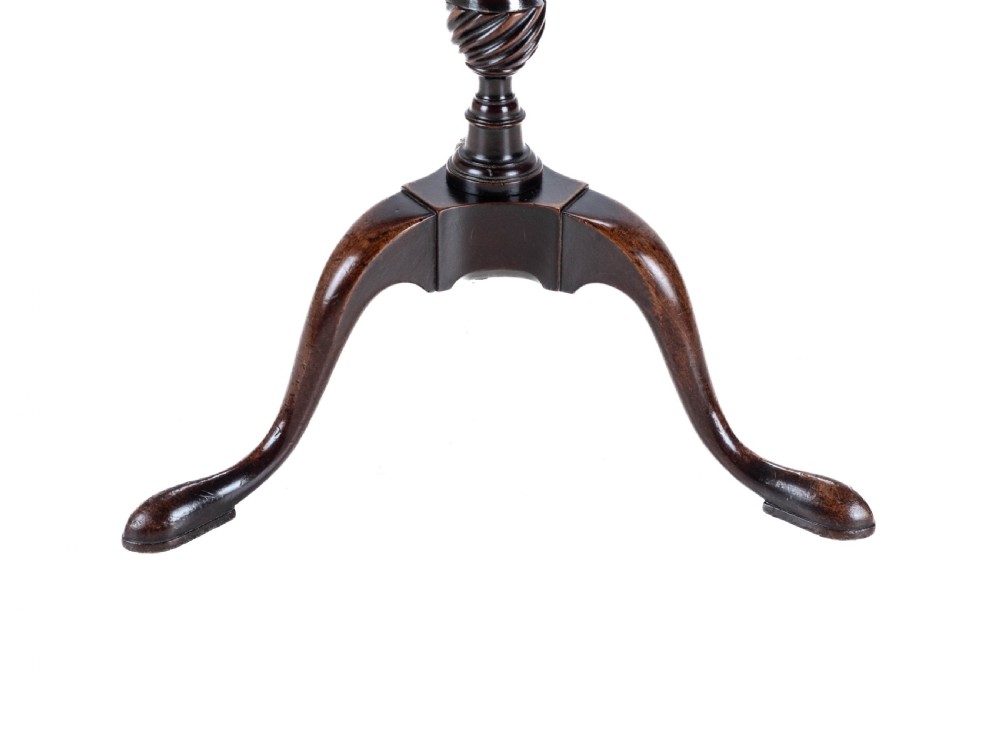 18th Century Georgian Mahogany Tripod Dish Top Kettle Stand or Wine Table (George III, Side, Occasional, Small) View XIX