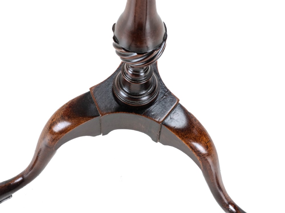 18th Century Georgian Mahogany Tripod Dish Top Kettle Stand or Wine Table (George III, Side, Occasional, Small) View XXII