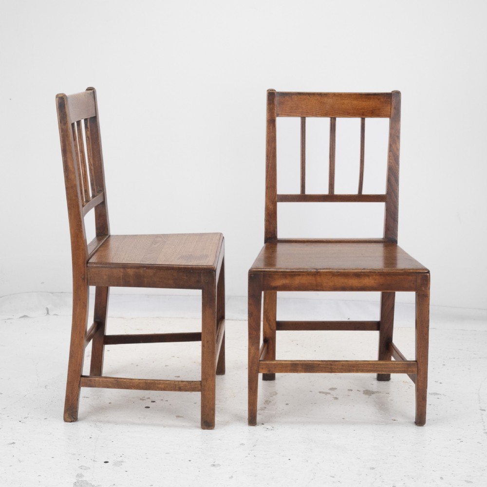 Georgian Late 18th Century Pair of Oak and Elm Country Chairs (Hall Dining Side George III) View IV