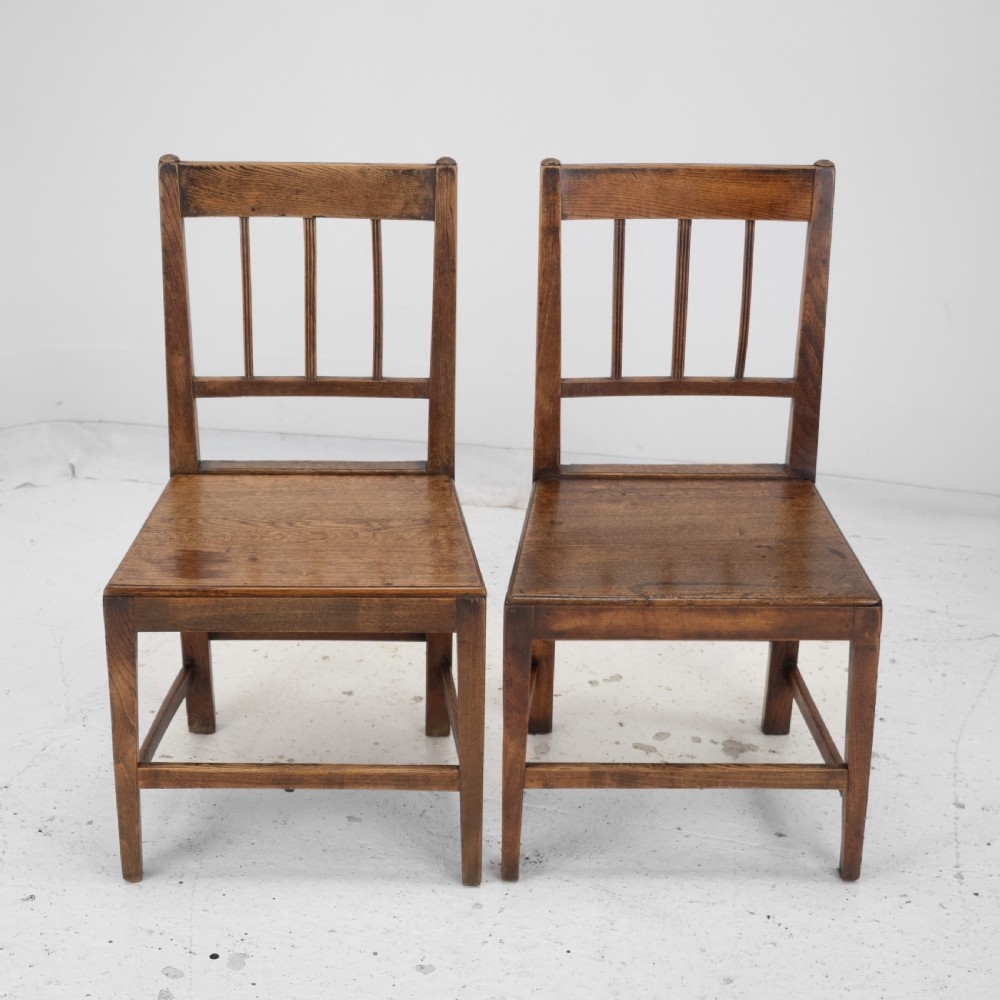 Georgian Late 18th Century Pair of Oak and Elm Country Chairs (Hall Dining Side George III) View VIII
