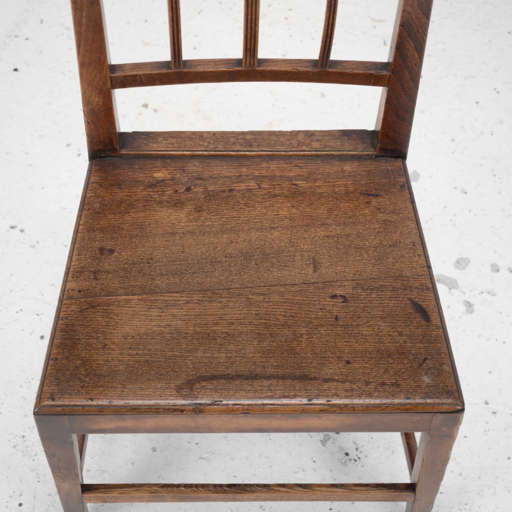 Georgian Late 18th Century Pair of Oak and Elm Country Chairs (Hall Dining Side George III) View XI