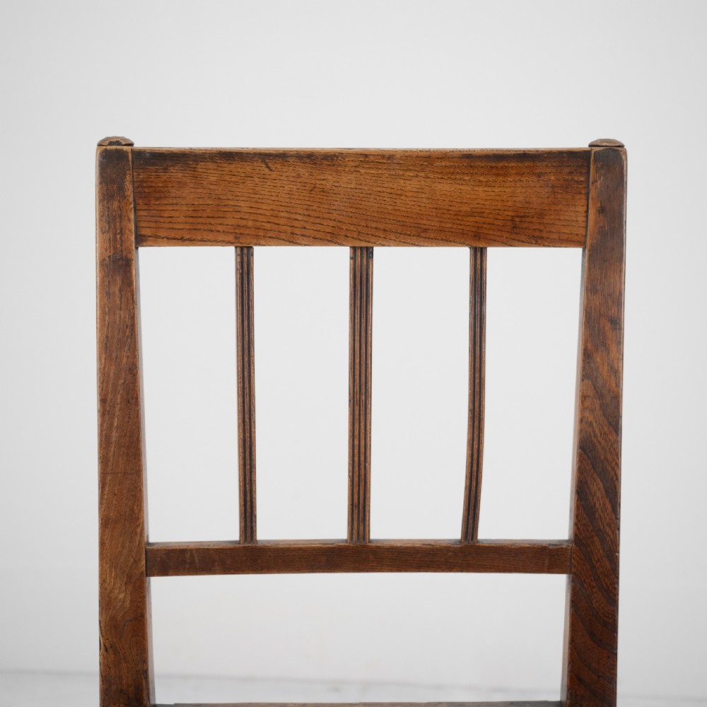 Georgian Late 18th Century Pair of Oak and Elm Country Chairs (Hall Dining Side George III) View XII