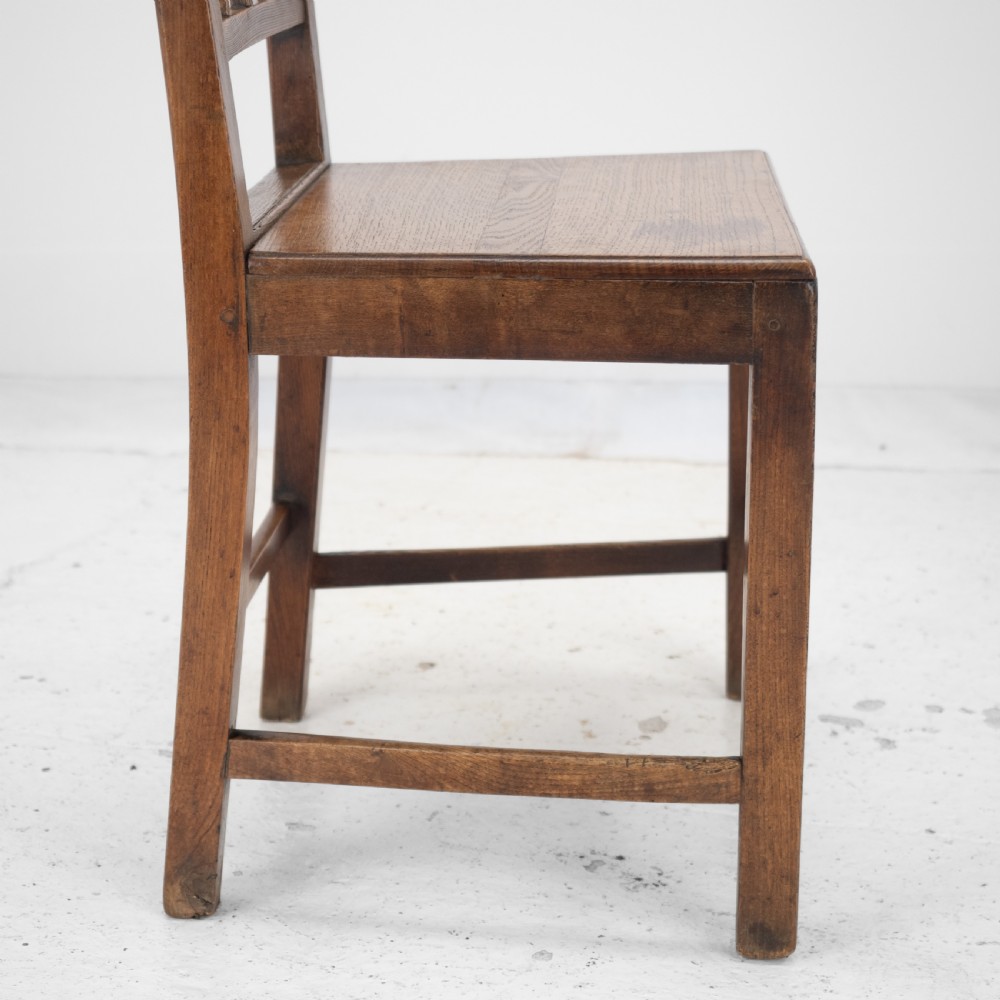 Georgian Late 18th Century Pair of Oak and Elm Country Chairs (Hall Dining Side George III) View XIX