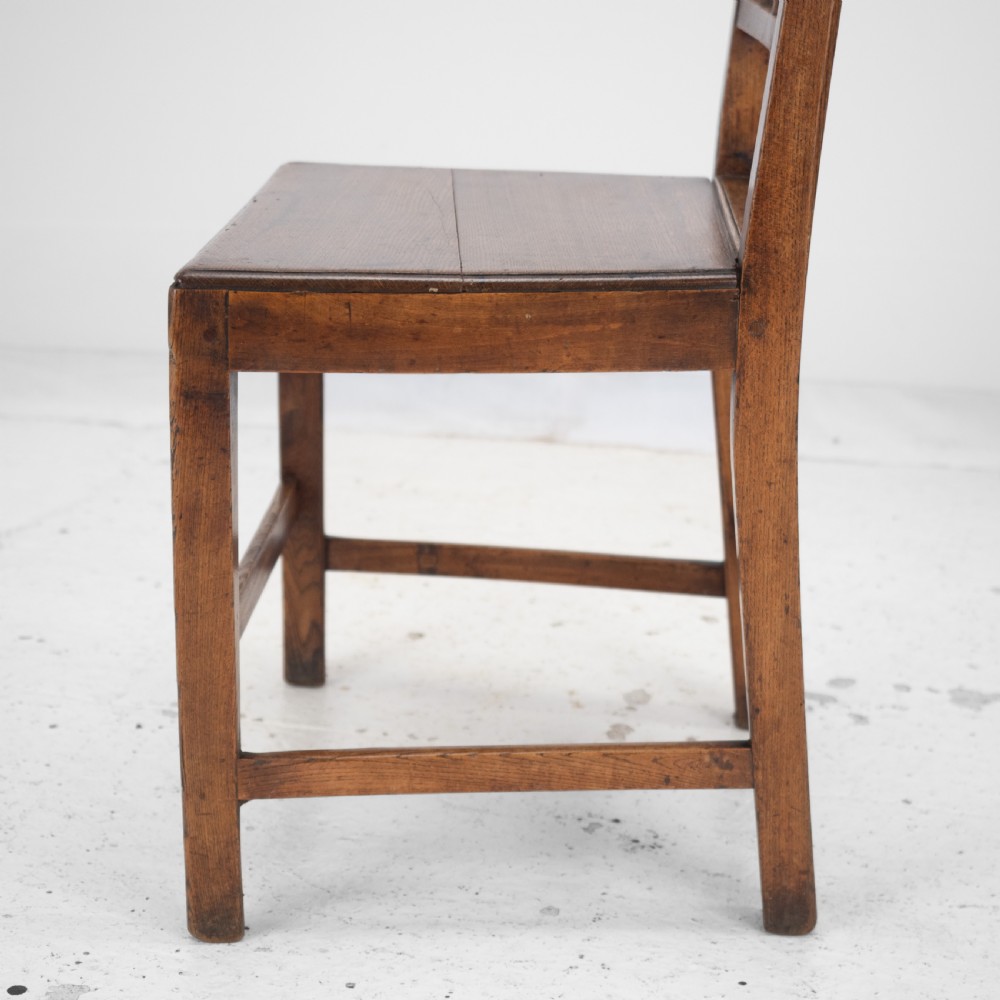 Georgian Late 18th Century Pair of Oak and Elm Country Chairs (Hall Dining Side George III) View XXI